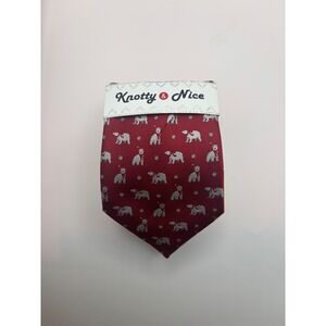 Knotty & Nice Mens Christmas Necktie Red Polar Bear Snowflake Holiday Tie